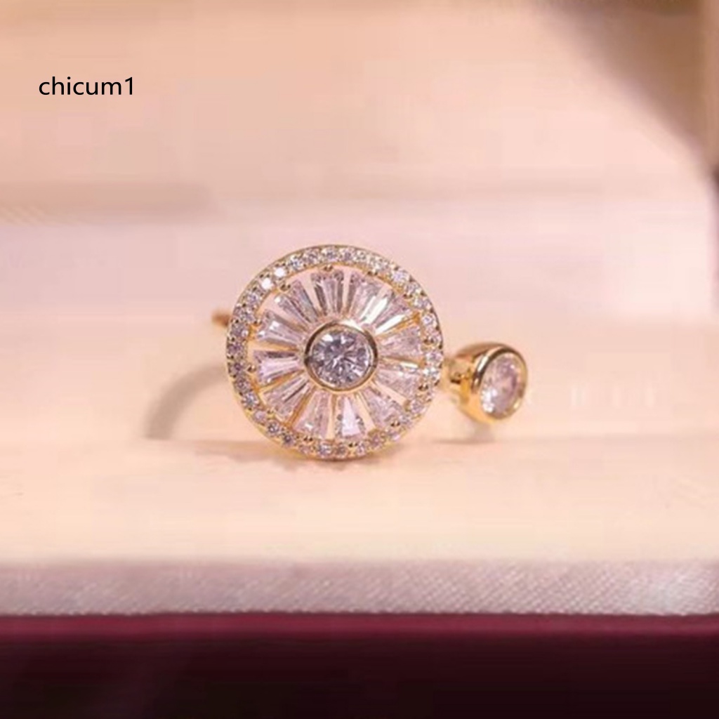 Nhẫn Hở Đính Đá Zircon Sang Trọng Chống Oxy Hóa Không Phai Màu Tùy Chỉnh Thời Trang Cho Nữ
