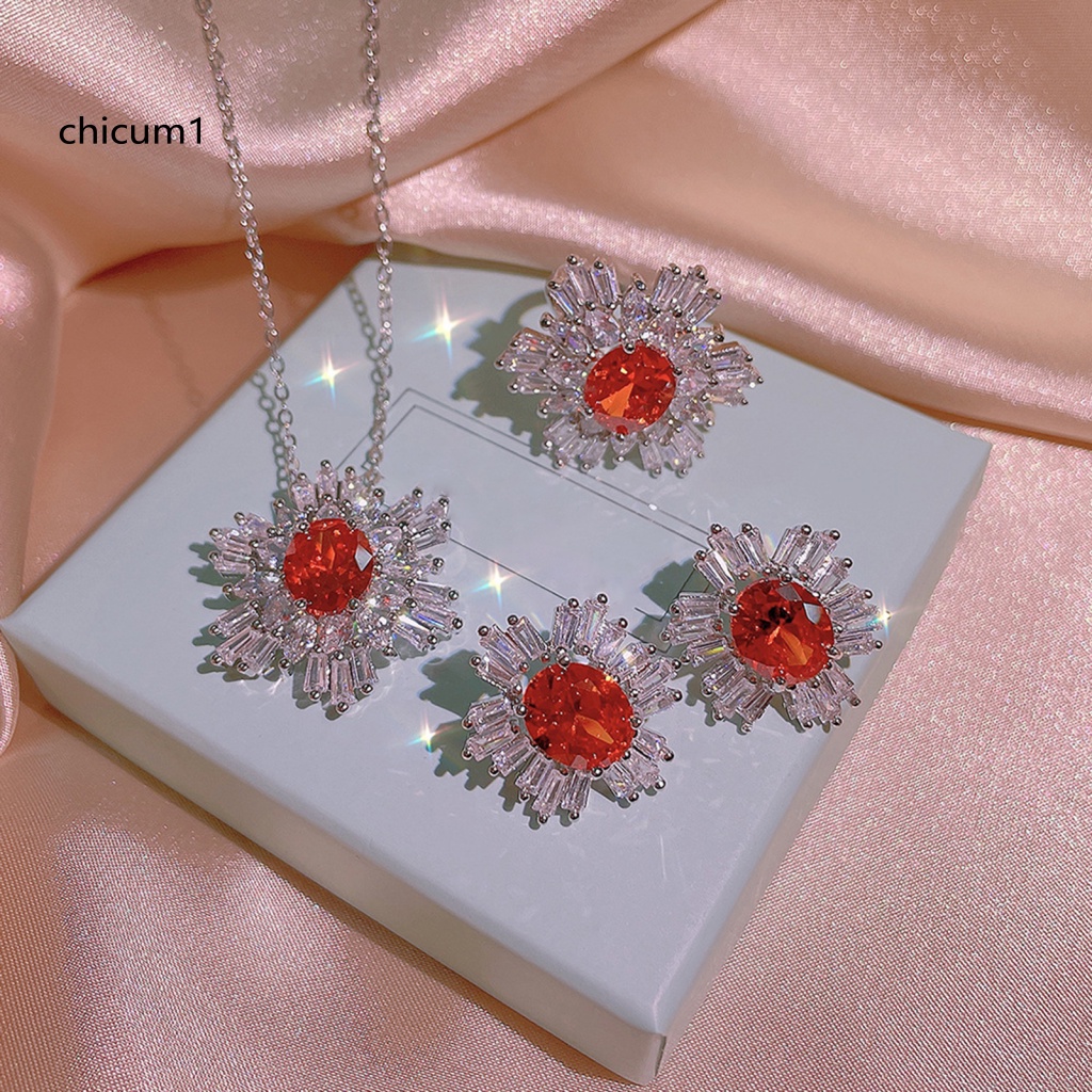 Bộ Vòng cổ + Nhẫn + Bông Tai Đính Đá Sang Trọng