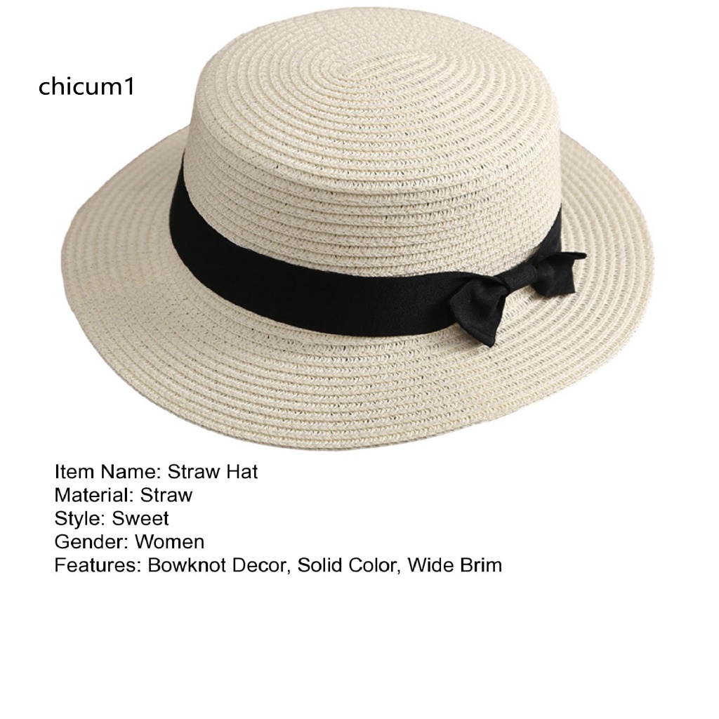 Mũ Cói Rộng Vành Chống Nắng Đính Nơ Thời Trang Cho Nữ