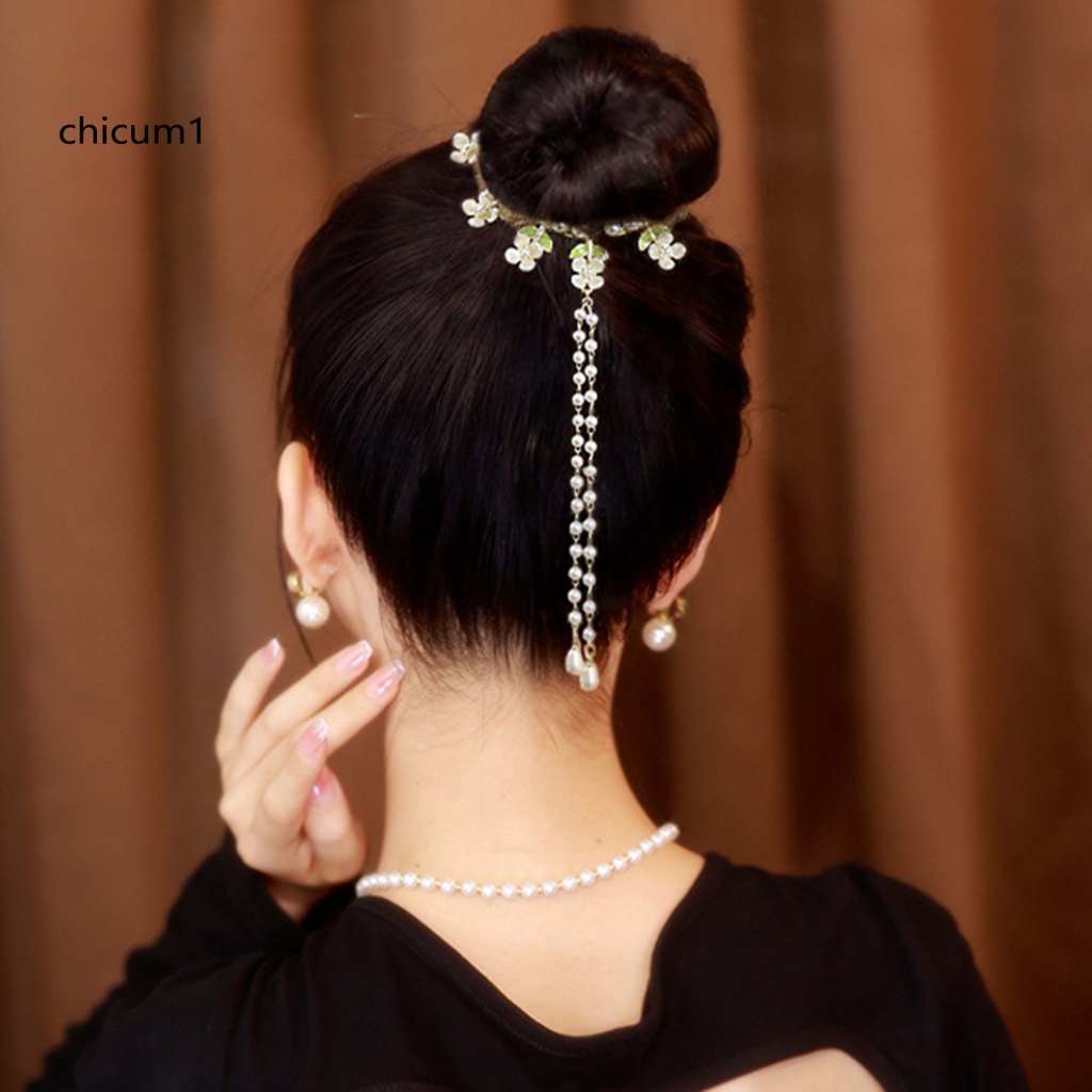 Kẹp Tóc Đính Ngọc Trai Giả Bằng Thép Không Gỉ Trang Trí Tóc Đuôi Ngựa Cho Nữ