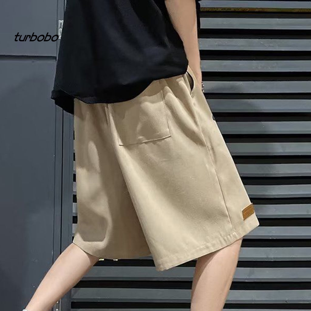 Turbobo Quần Short Thể Thao Lưng Thun Rút Dây Dài Đến Đầu Gối In Chữ Phong Cách Vintage Đường Phố Cho Nam