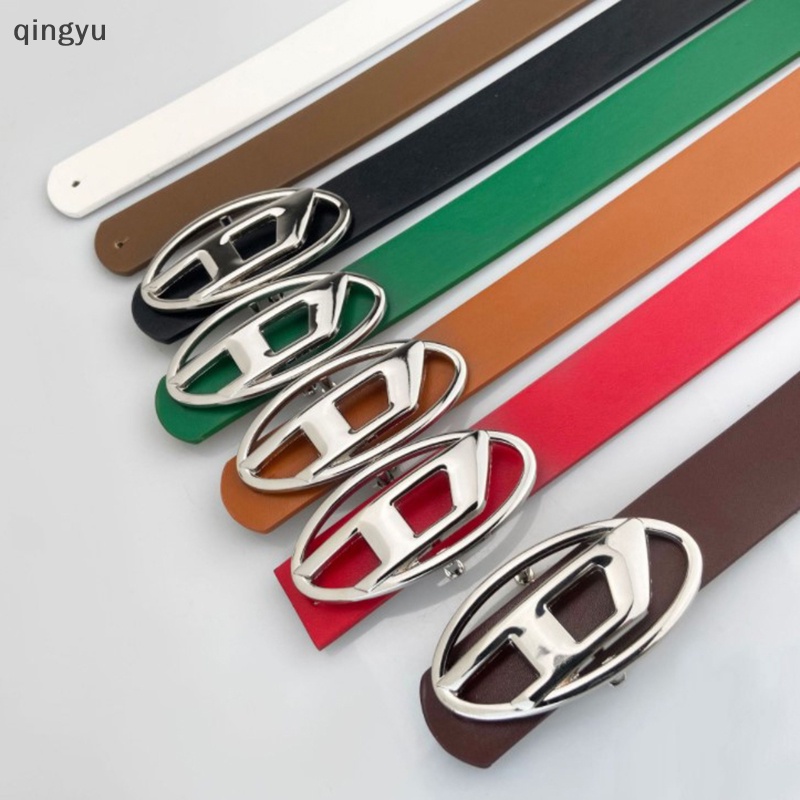 Thắt Lưng Da PU Khóa Kim Loại Hình Oval In Chữ D Thời Trang Cho Nữ