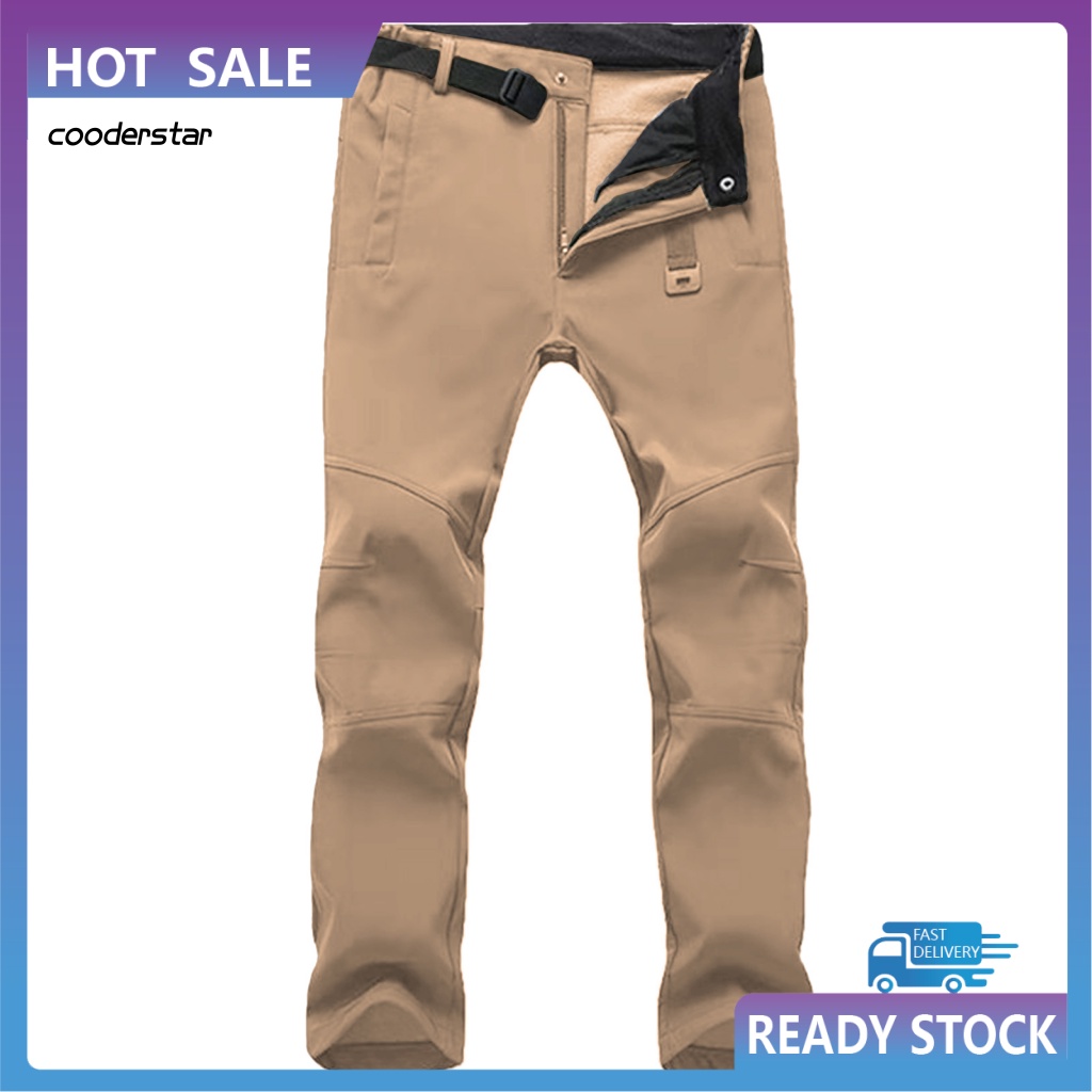 Quần Dài Leo Núi Vải Lông Cừu Dày Dặn Co Giãn Chống Gió Chống Thấm Nước Cho Nam