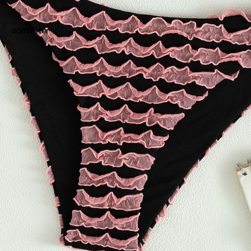 Bộ Đồ Bơi Hai Mảnh Không Dây Nhún Bèo Phong Cách Thể Thao Thời Trang Mùa Hè Cho Nữ