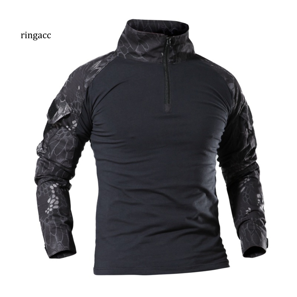 Áo Sơ Mi Tay Dài Có Khóa Kéo Họa Tiết Rằn Ri Cá Tính Cho Nam