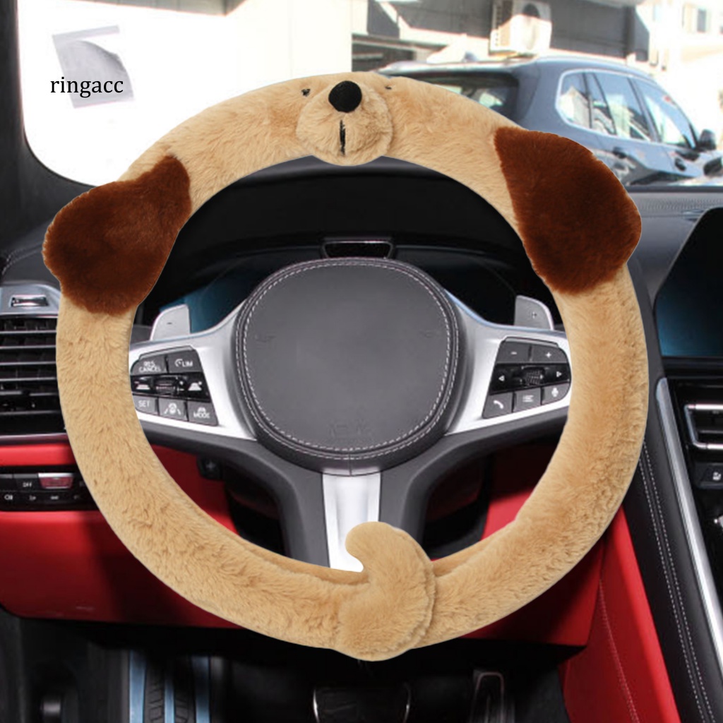 Vỏ Bọc Vô Lăng 38cm Phủ Lông Họa Tiết Hoạt Hình Dễ Thương Trang Trí Xe Hơi / Xe Tải