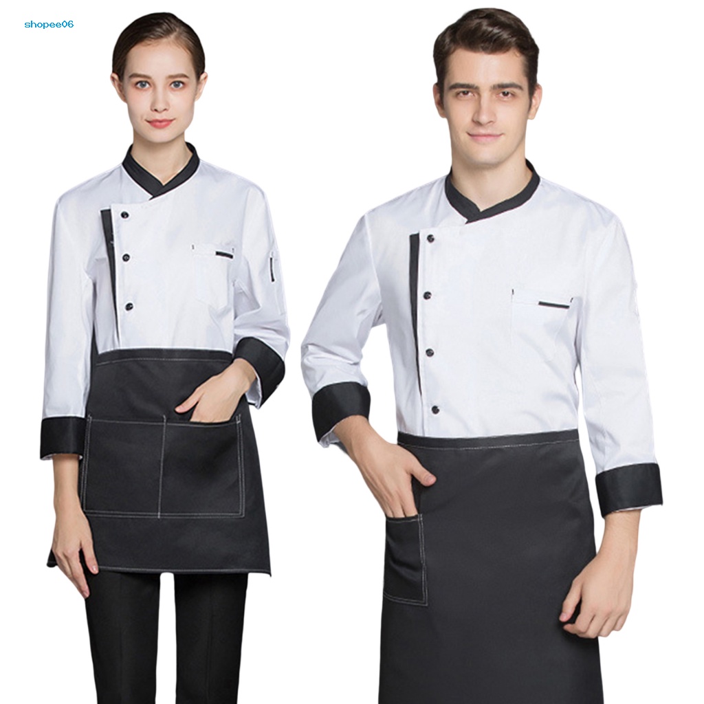 Pemg Áo Đầu Bếp Dài Tay Cổ Đứng Phù Hợp Với Nam Dễ Giặt Chống Bụi Bẩn Đồng Phục Làm Bánh Ngọt Cho Cửa Hàng Thức Ăn Nhanh