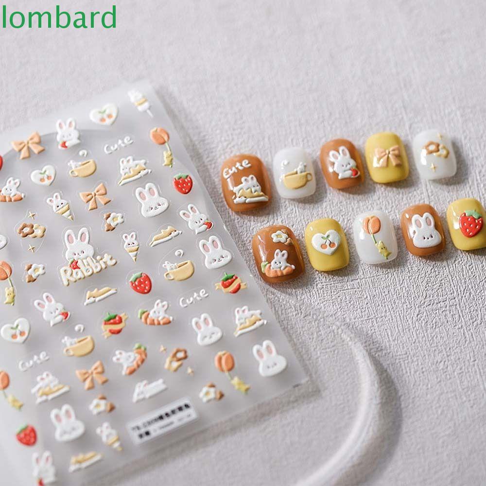 LOMBARD Miếng Dán Trang Trí Móng Tay Hình Động Vật Hoạt Hình Phong Cách Nhật Bản Xinh Xắn
