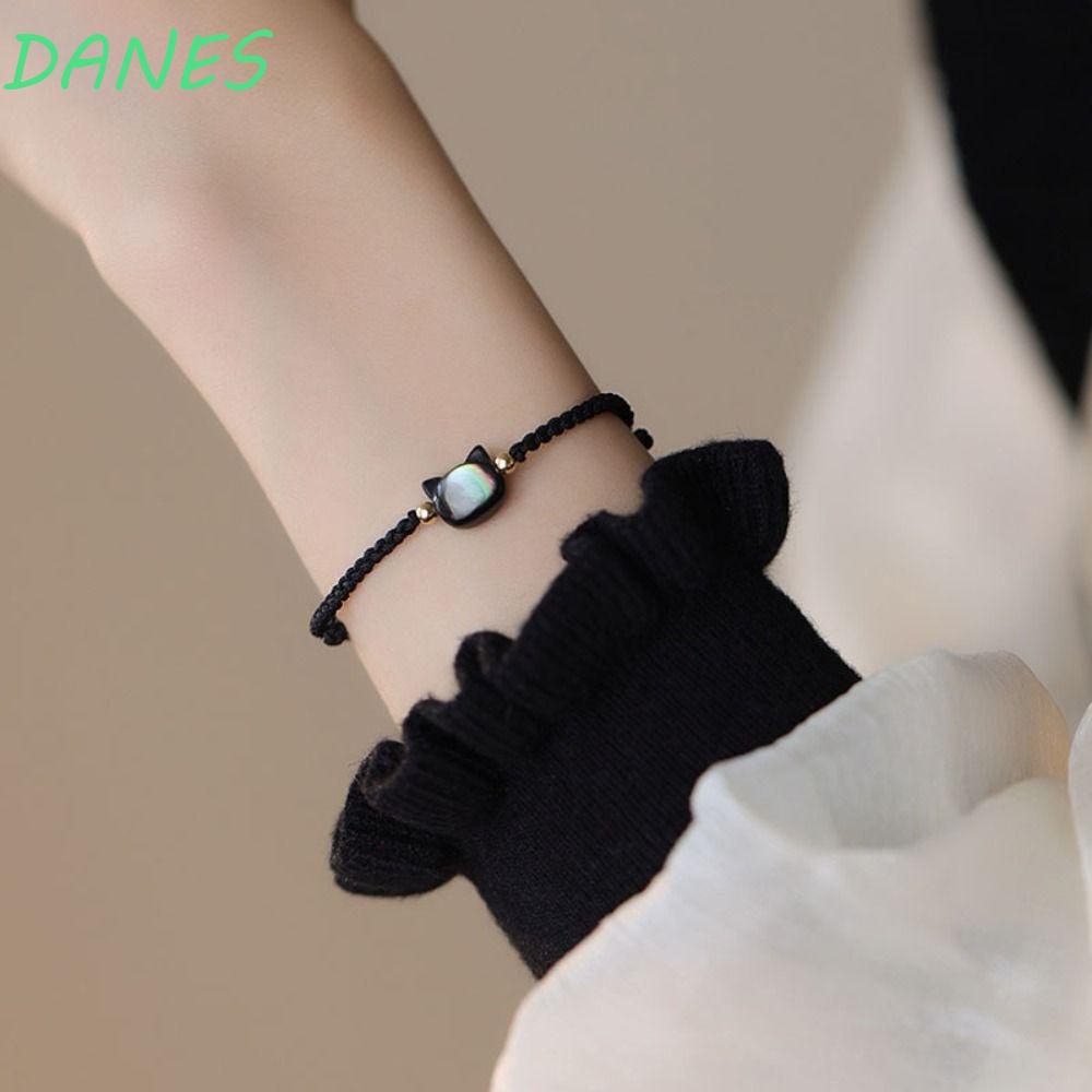 DANES Vòng Đeo Tay Dây Bện Mặt Hình Học Màu Trắng Đen Thời Trang Cho Nữ