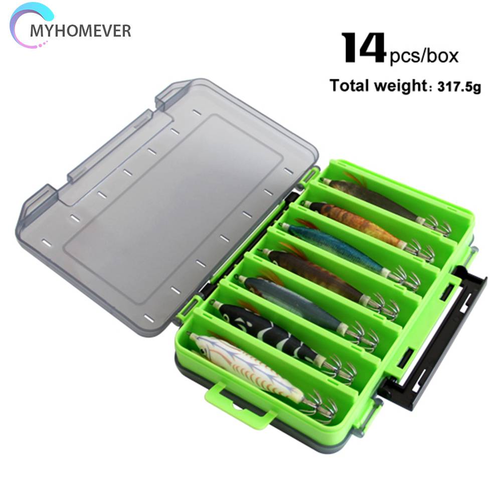 Bộ 14 Mồi Câu Cá Giả Hình Bạch Tuộc Dạ Quang Cứng Kèm Hộp Đựng