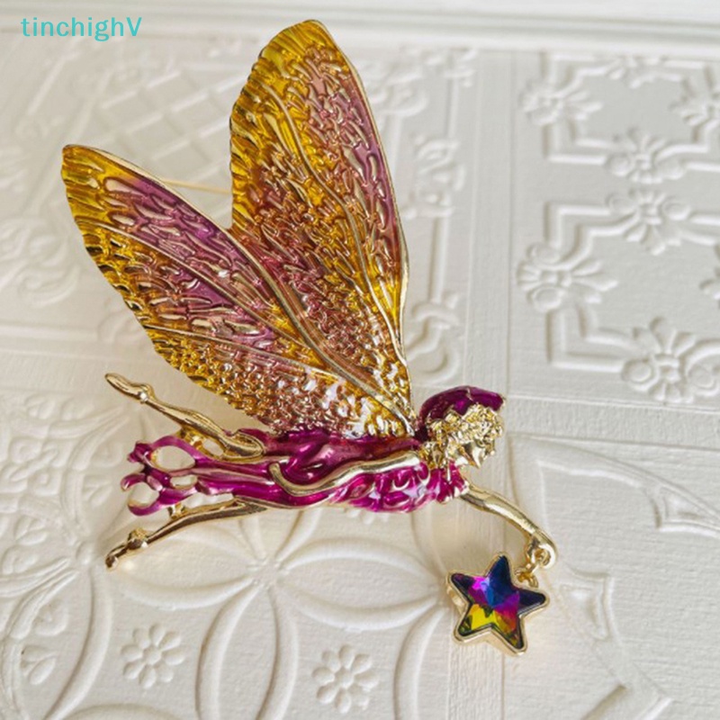 [TinchighV] Ghim Cài Áo Khoác Cardigan Sweater Tráng Men Ngôi Sao Thiên Thần May Mắn Vintage Dễ Thương Cho Nữ [Mới]