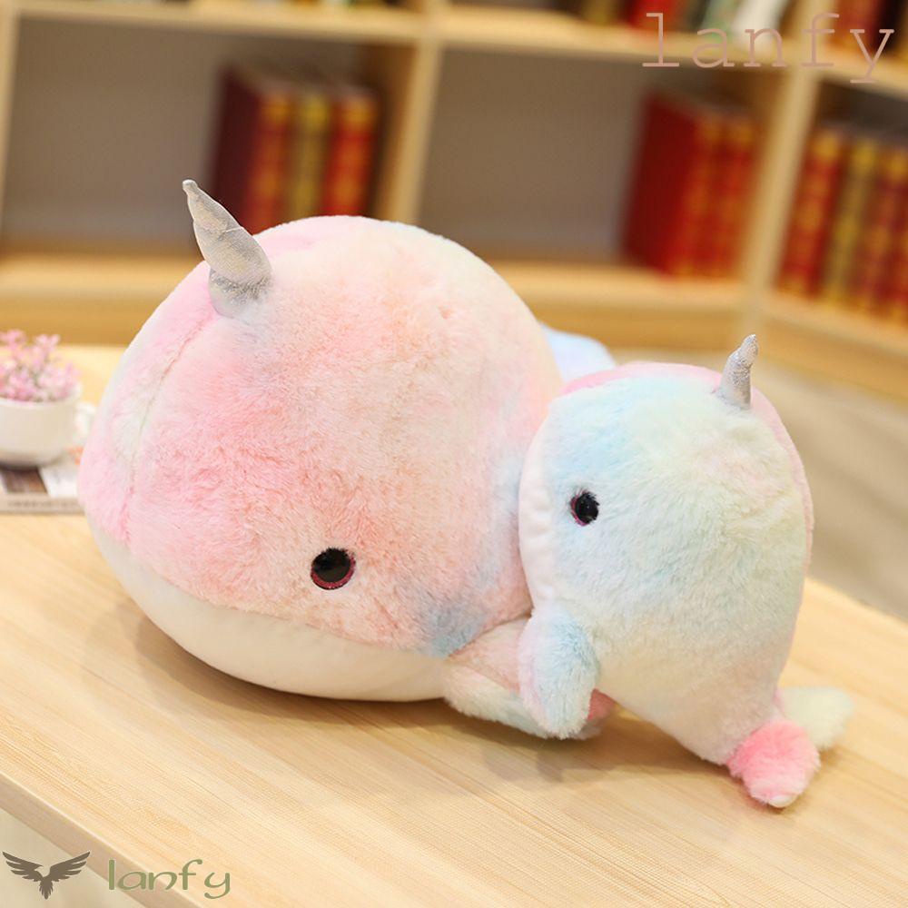 LANFY Đồ chơi nhồi bông Hình Narwhal Hoạt Hình Nhiều Màu Trang Trí Phòng Cho Bé