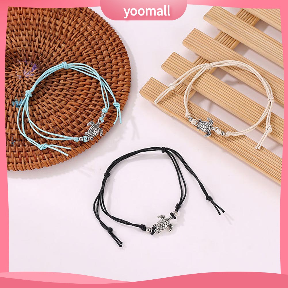 Lắc Chân Bện Dây Thủ Công Mặt Hình Rùa Phong Cách Vintage Cho Nữ