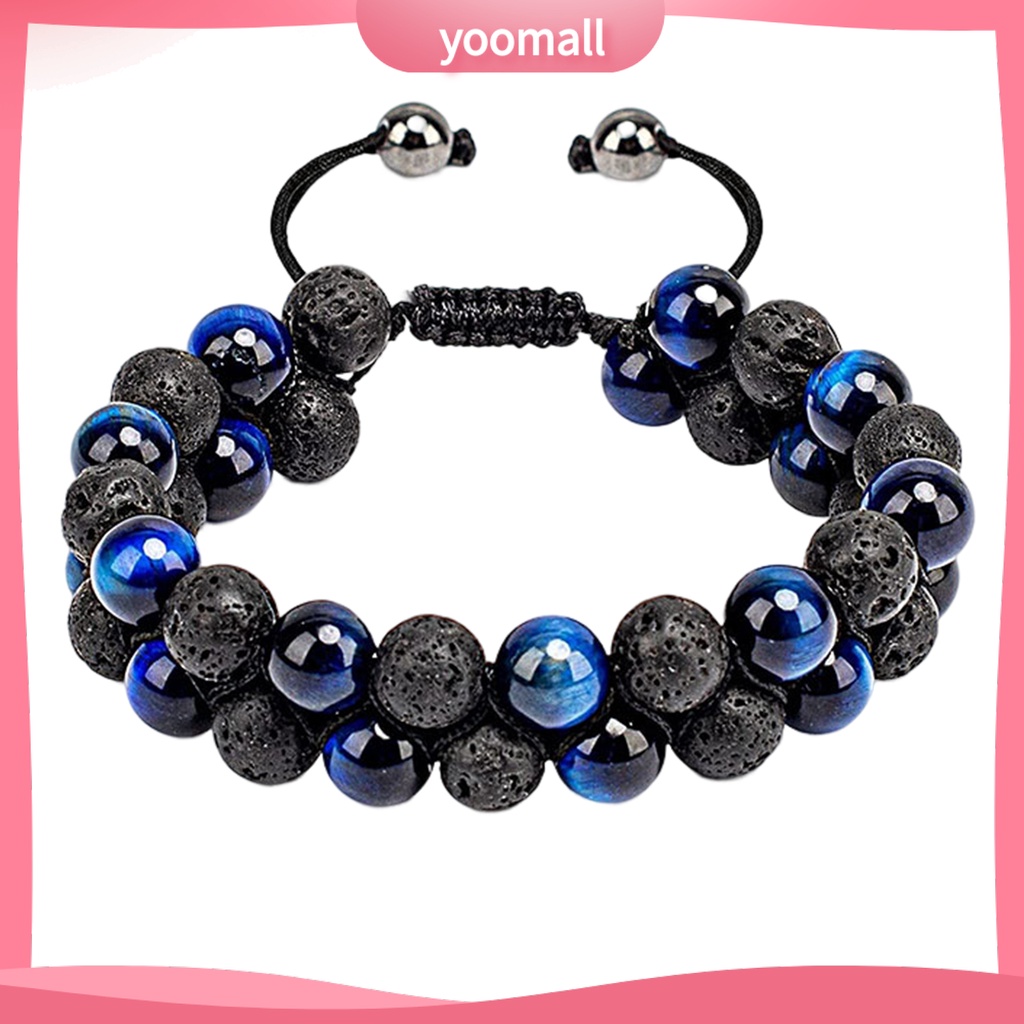 [YM] Vòng Tay Chuỗi Hạt Đá Mắt Hổ Hai Lớp Có Thể Điều Chỉnh Phong Cách Đơn Giản Bảo Vệ Sức Khỏe Hàng Ngày Cho Nam Và Nữ