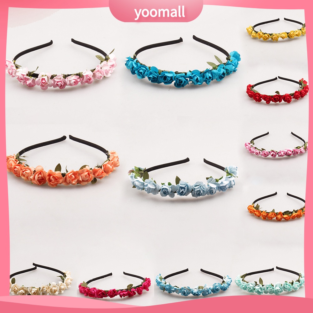 Vòng Hoa Hồng Cài Tóc Phong Cách Boho Thời Trang Cho Nữ