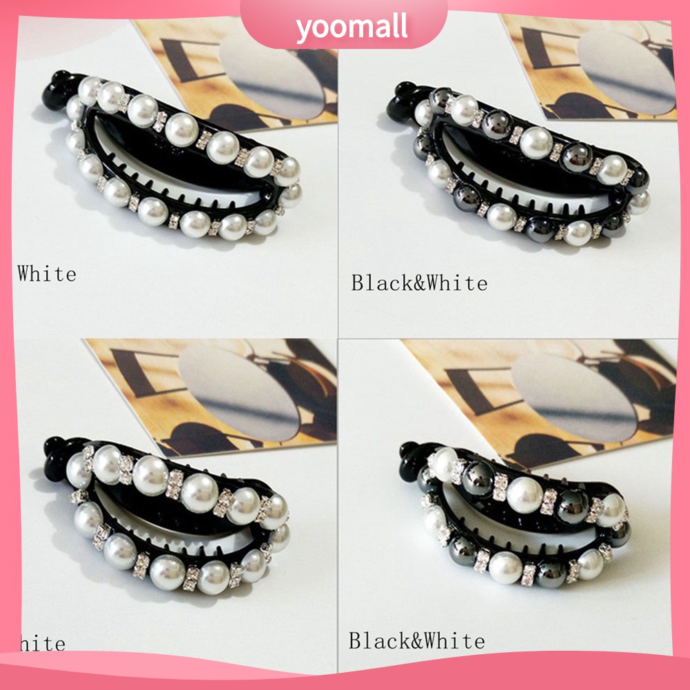 Kẹp Tóc Đuôi Ngựa Đính Đá / Ngọc Trai Giả Hình Oval Rỗng Cho Nữ