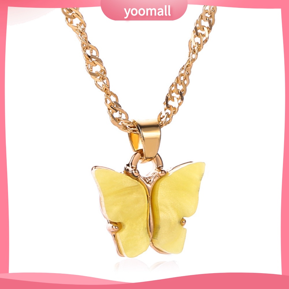 Vòng cổ Mặt Hình Bướm Bằng Acrylic Màu Sắc Ngọt Ngào Cho Nữ