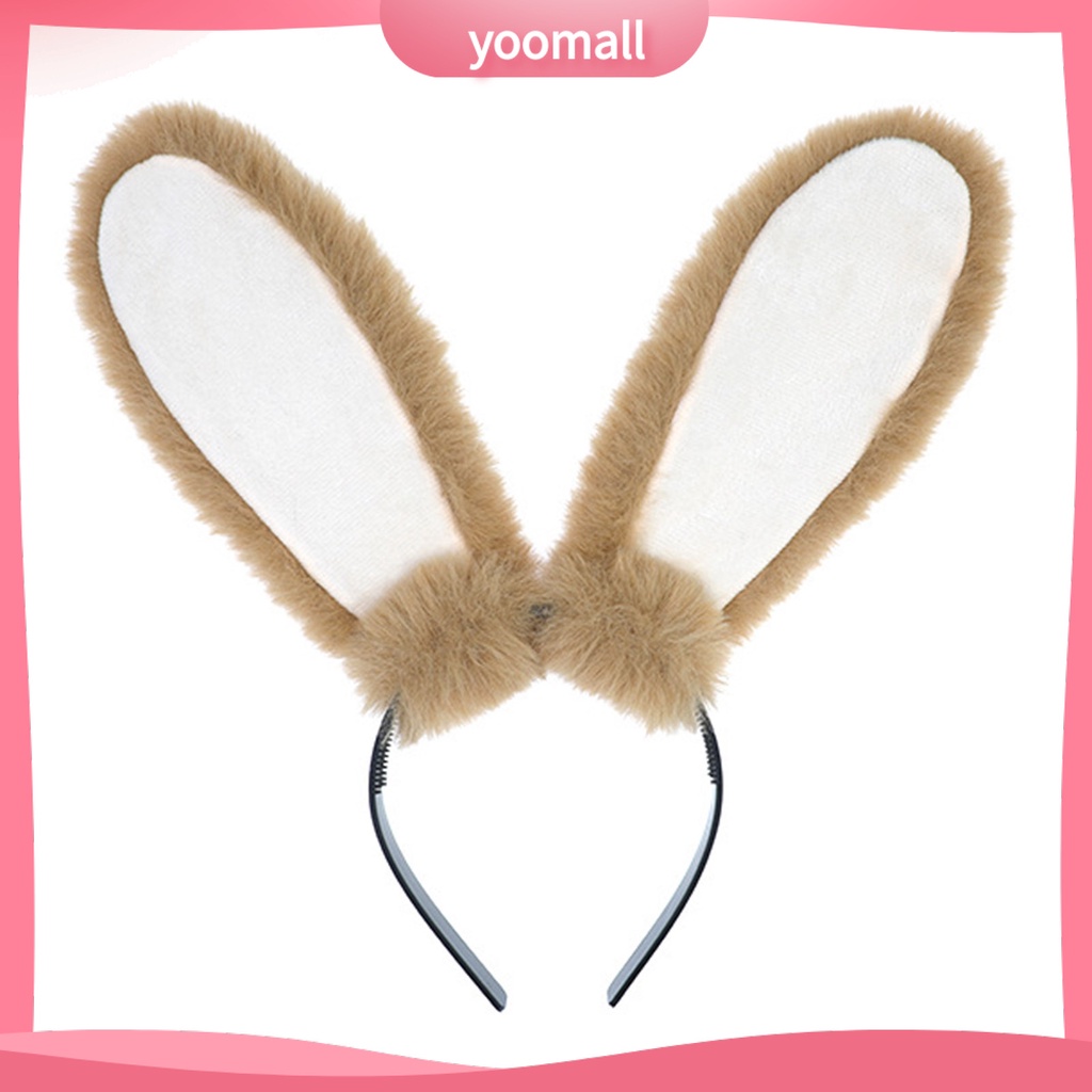 [YM] Băng Đô Tai Thỏ Bông Mềm Mại Nhiều Màu Sắc Ngọt Ngào Chống Trượt Tạo Kiểu Tóc Dùng Để Hóa Trang / Tiệc Tùng