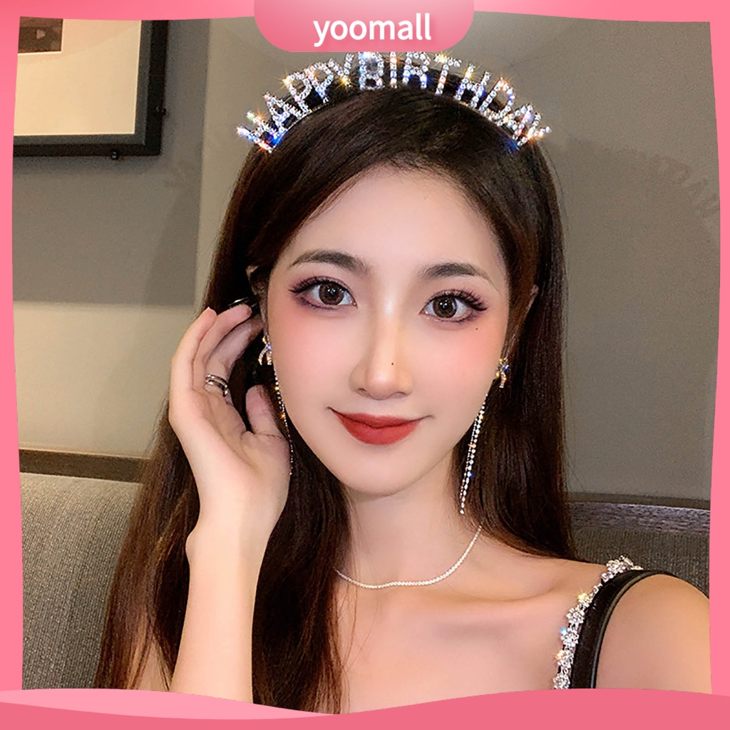 Băng Đô Cài Tóc Co Giãn Chống Trượt Đính Đá Lấp Lánh Dành Cho Nữ