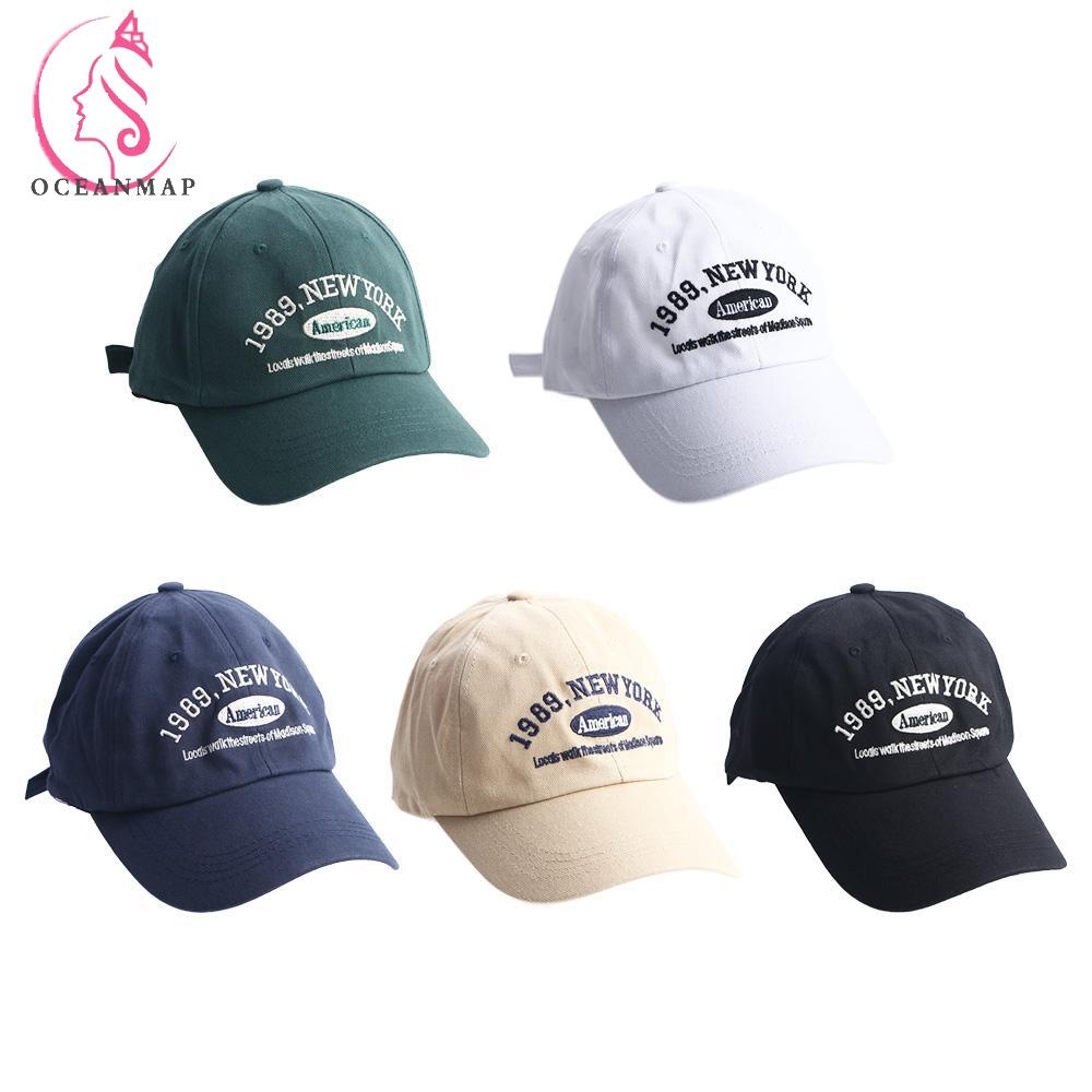 OCEANMAP Mũ Lưỡi Trai Thêu Chữ Phong Cách Hàn Quốc Cho Cặp Đôi