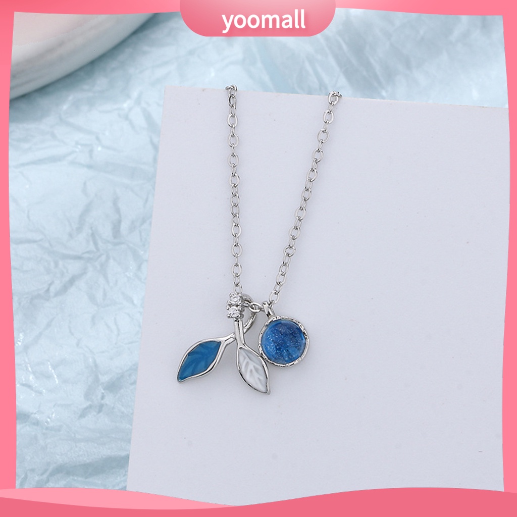 [YM] Vòng cổ Mặt Hình Học Tráng Men Đính Đá Zirconia Màu Sáng Có Thể Điều Chỉnh Mặt Lá Mùa Thu Xanh Dương Biển Quà Tặng Cho Bạn Gái