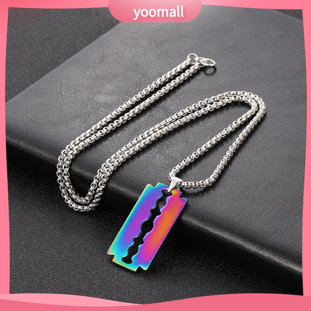 Vòng cổ Mặt Hình Lưỡi Dao Bằng Thép Không Gỉ Mạ Điện Phong Cách Punk Hip Hop Làm Quà Sinh Nhật Hàng Ngày Cho Nam Và Nữ