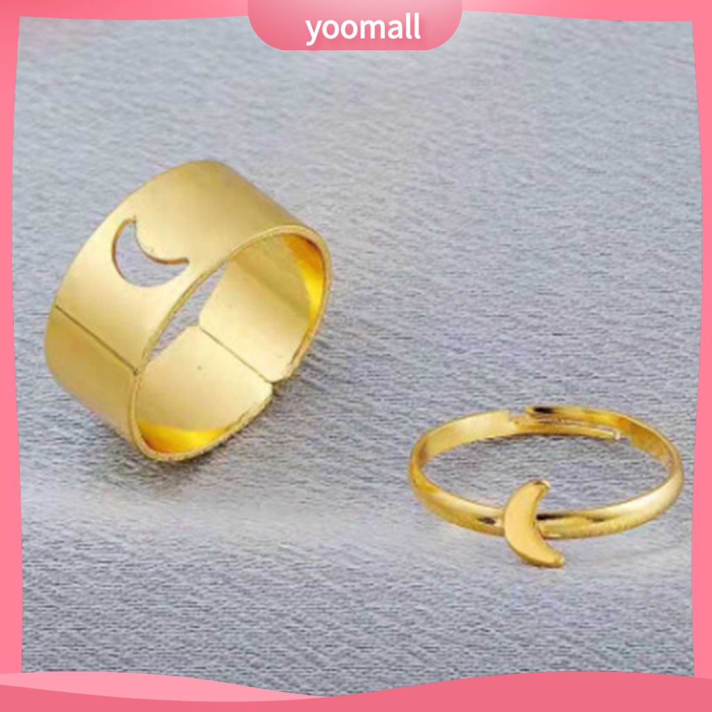 Set 2 Nhẫn Cặp Hình Mặt Trăng Nhiều Màu Sắc Thời Trang