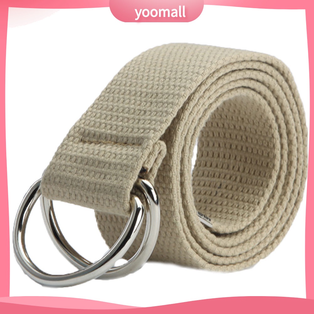 Dây Thắt Lưng Vải Canvas Hai Khóa Kim Loại Thời Trang Dành Cho Nam Nữ