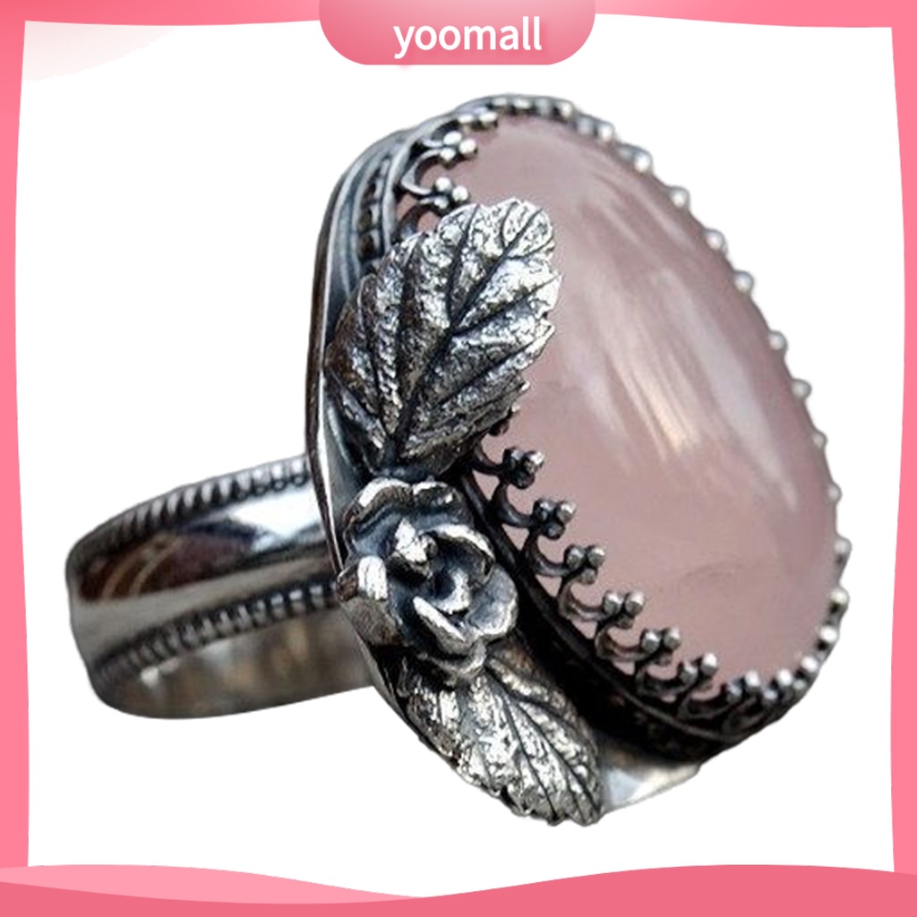 Nhẫn Đeo Tay Khắc Họa Tiết Hoa Lá Đính Đá Phong Cách Vintage Cho Nữ