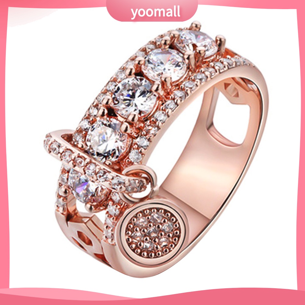 Nhẫn Đính Đá Zircon Hình Đĩa Kim Loại Sáng Tạo Cho Nữ