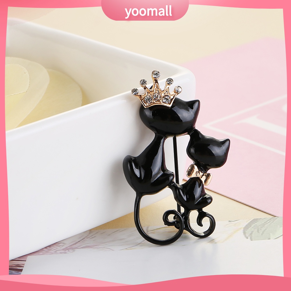 Ghim Cài Áo Hình Mèo Đính Đá Nhân Tạo Thời Trang