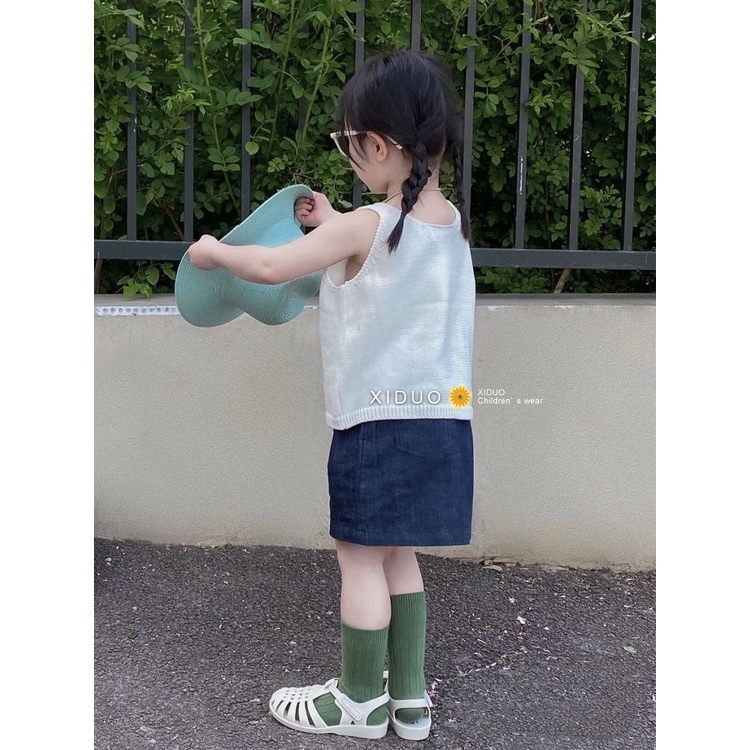 Set Áo Thun Ngắn Tay + Chân Váy Denim 5 Món Thời Trang Mùa Hè Dễ Thương Cho Bé Gái