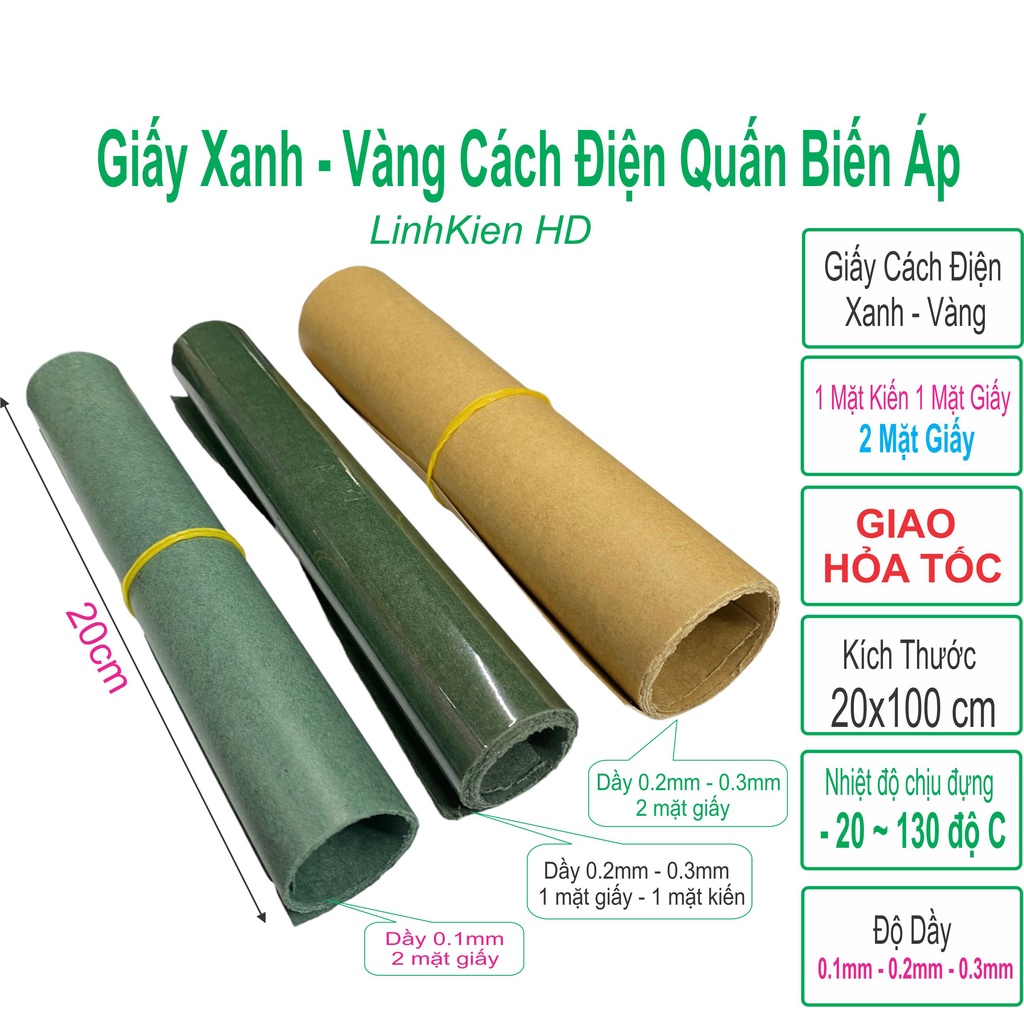 02 Tờ Giấy Xanh cách pha giấy cách điện cho motor biến áp dầy 1-2-3 Dem khổ 20cm X 100cm - LinhKien HD