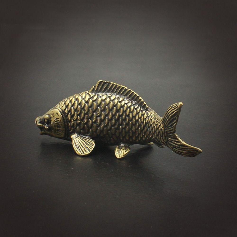 Tượng Cá Bằng Đồng Thau Chạm Khắc Thủ Công Để Bàn Trang Trí