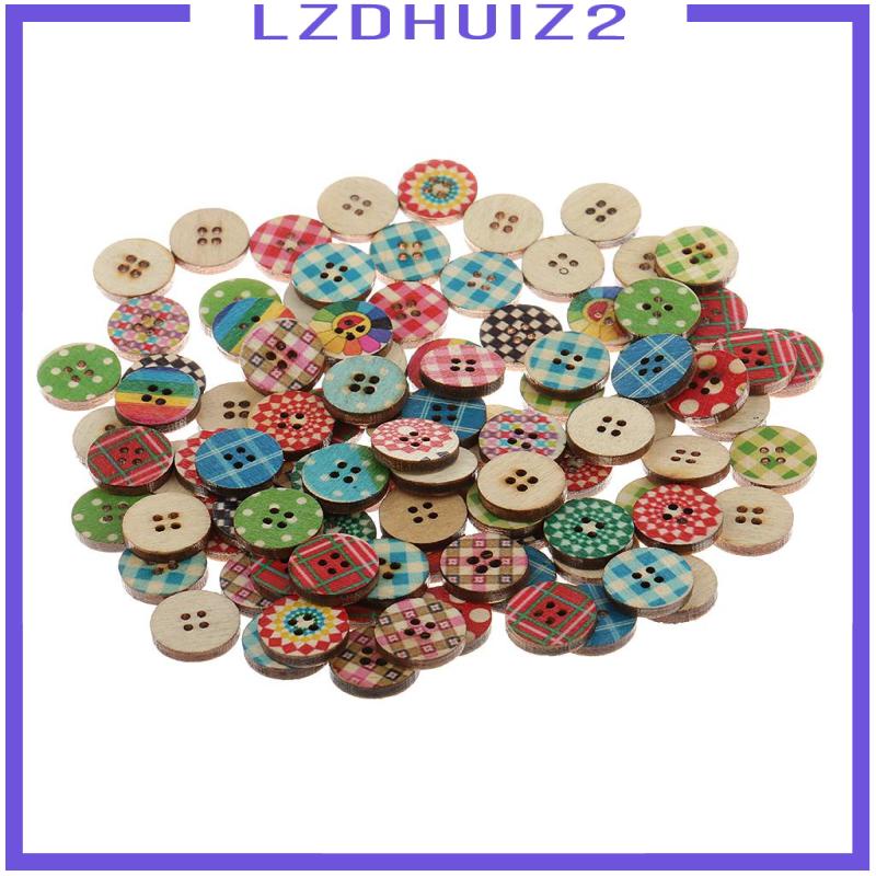Bộ 100 Nút Gỗ Nhiều Màu 15mm