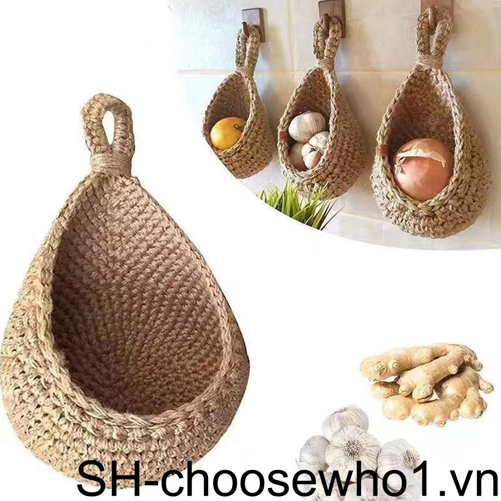 Giỏ Đựng Trái Cây Treo Tường Đan Tay Tiết Kiệm Không Gian Thoáng Khí Loại 1