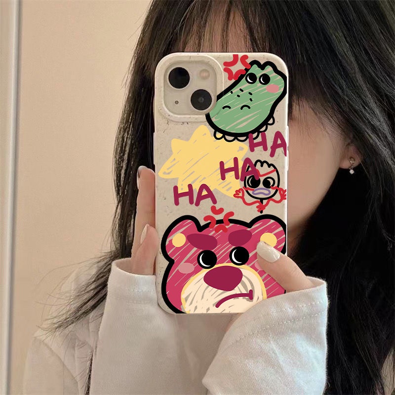 Ốp Điện Thoại Dẻo Họa Tiết Gấu &amp; Dâu Tây Dễ Thương Chống Sốc Cho iPhone12 8 11 1314promax 7 Z7F9