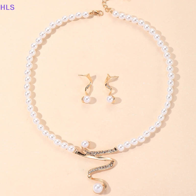 1 Set Vòng cổ Và Bông Tai Đính Ngọc Trai Thời Trang Cho Nữ