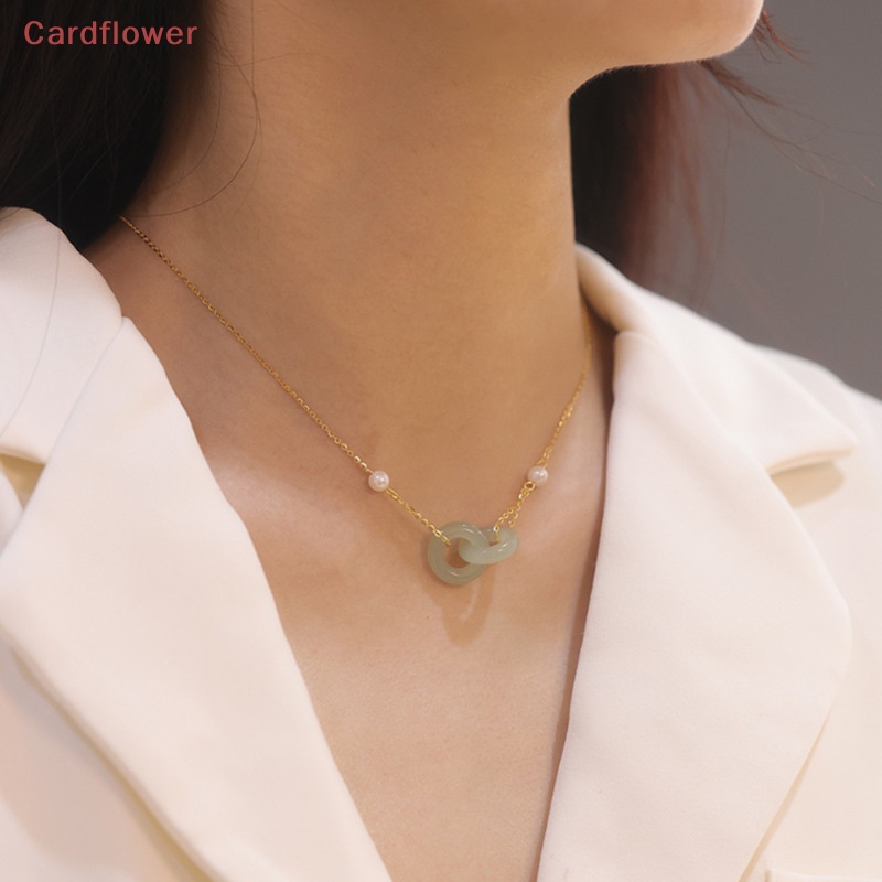 < Cardflower > Vòng Cổ Ngọc Trai Đôi Hetian Phong Cách Thời Trang Mới Làm Quà Tặng Cho Nữ