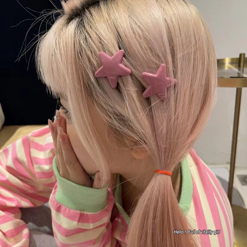Kẹp Tóc Ngôi Sao Màu Hồng Phong Cách Hàn Quốc Ngọt Ngào Cho Bé Gái