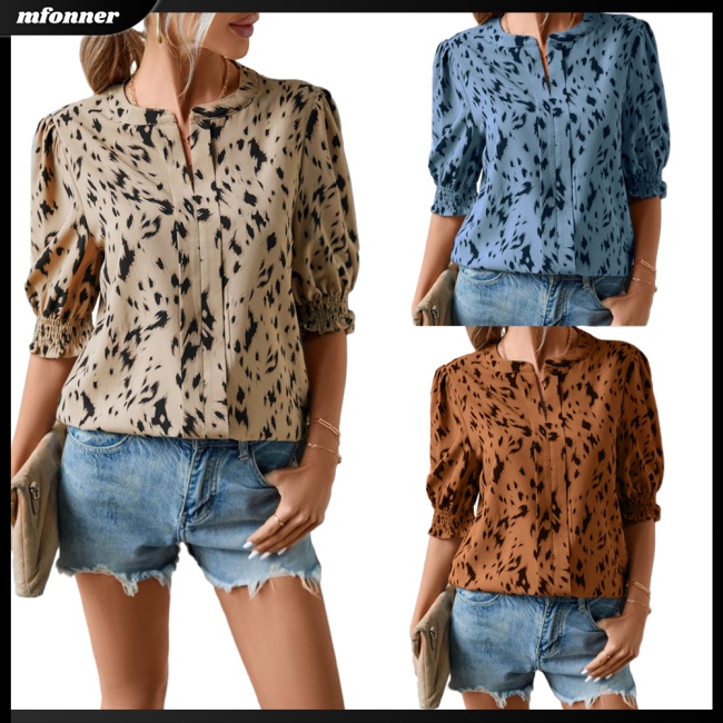 Áo Sơ Mi Tay Ngắn Cổ Tròn In Họa Tiết Thời Trang Dành Cho Nữ