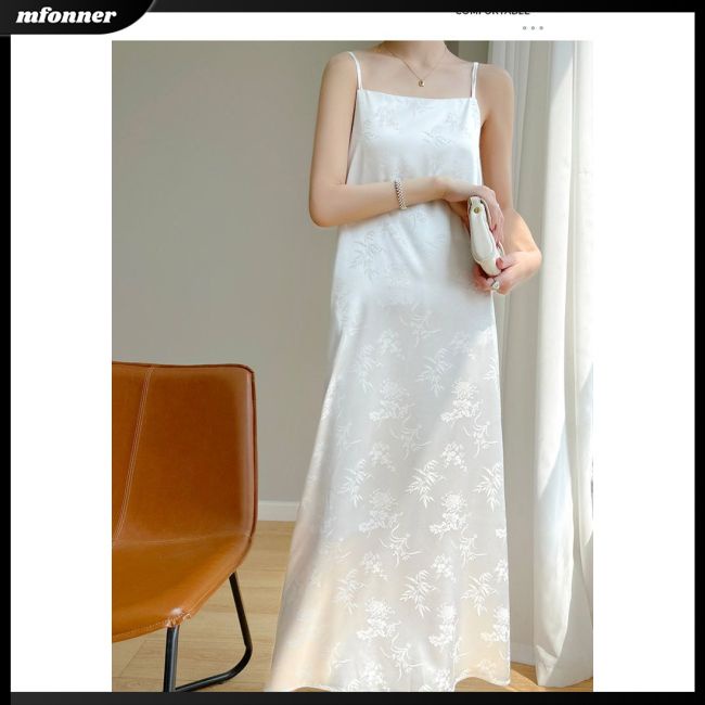 Đầm Dài Hai Dây Dáng Chữ A Cổ Vuông Màu Sắc Trơn Thời Trang Mùa Hè Dành Cho Nữ