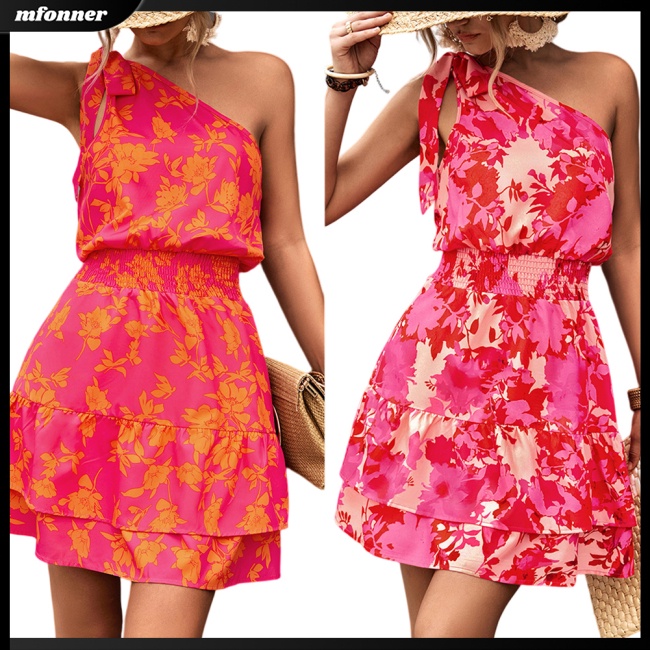 Đầm Dáng Chữ A Hở Vai Eo Co Giãn In Họa Tiết Hoa Phong Cách Bohemian Thời Trang Mùa Hè Cho Nữ