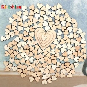 Set 100 miếng gỗ hình trái tim ghép hình trang trí giáng sinh