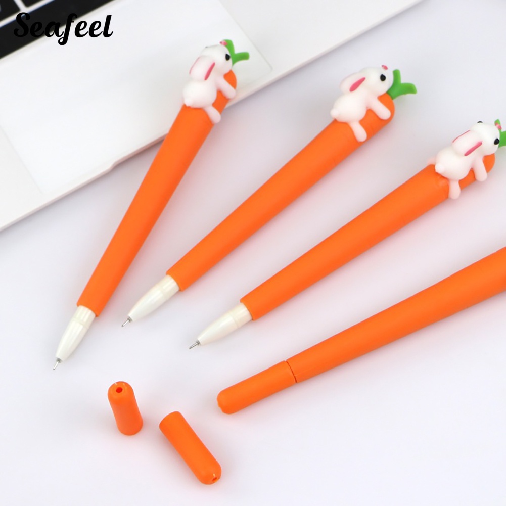 Bút Mực Gel Đen Ngòi 0.5mm Hình Thỏ Cà Rốt Dễ Thương