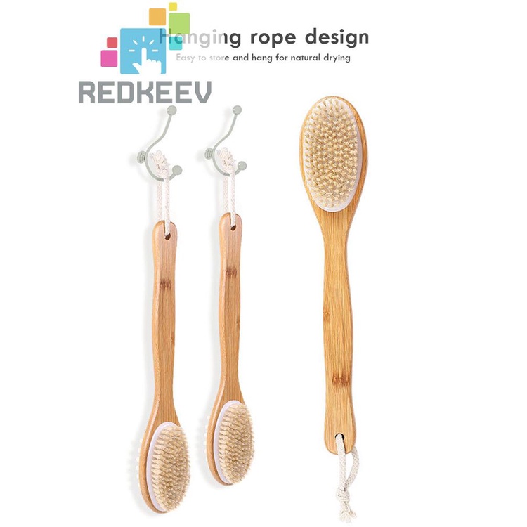 Bàn Chải Mát Xa Tẩy Tế Bào Chết Lưng Hai Mặt Bằng Gỗ Kèm Dây Thừng Cho SPA