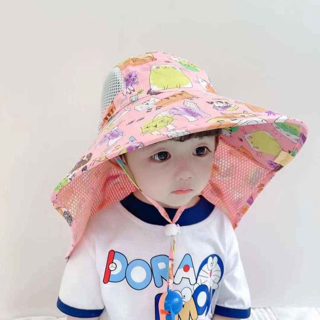 Mũ Tai Bèo Chống Nắng Phối Lưới Thoáng Khí Thời Trang Đi Biển Mùa Hè Cho Bé