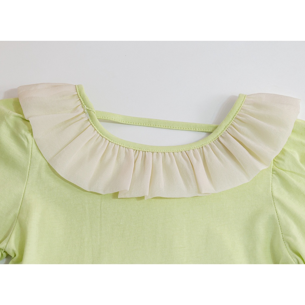 Áo Thun Tay Ngắn Cổ Tròn Viền Ren Thời Trang Cho Nữ