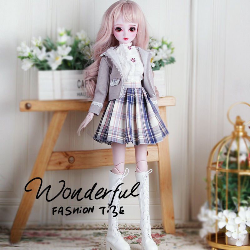 Đồng Phục Học Sinh 60cm Ye Luoli 3 Điểm Dành Cho Búp Bê Barbie jk