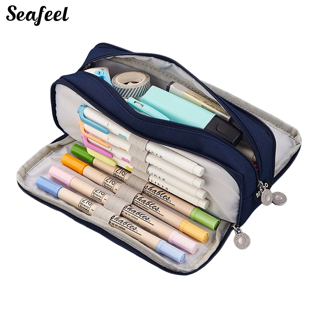 Túi Đựng Bút Màu Trơn Đa Năng Sức Chứa Lớn Tiện Dụng Cho Trường Học